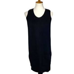 Vince Women's Black Sleeveless Wool Pullover Pocket Sweater Midi Dress Sz Medium